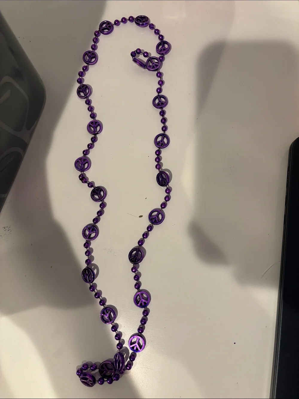 Metallic Peace Sign Bead Necklaces - Multicolor (quantity unknown)